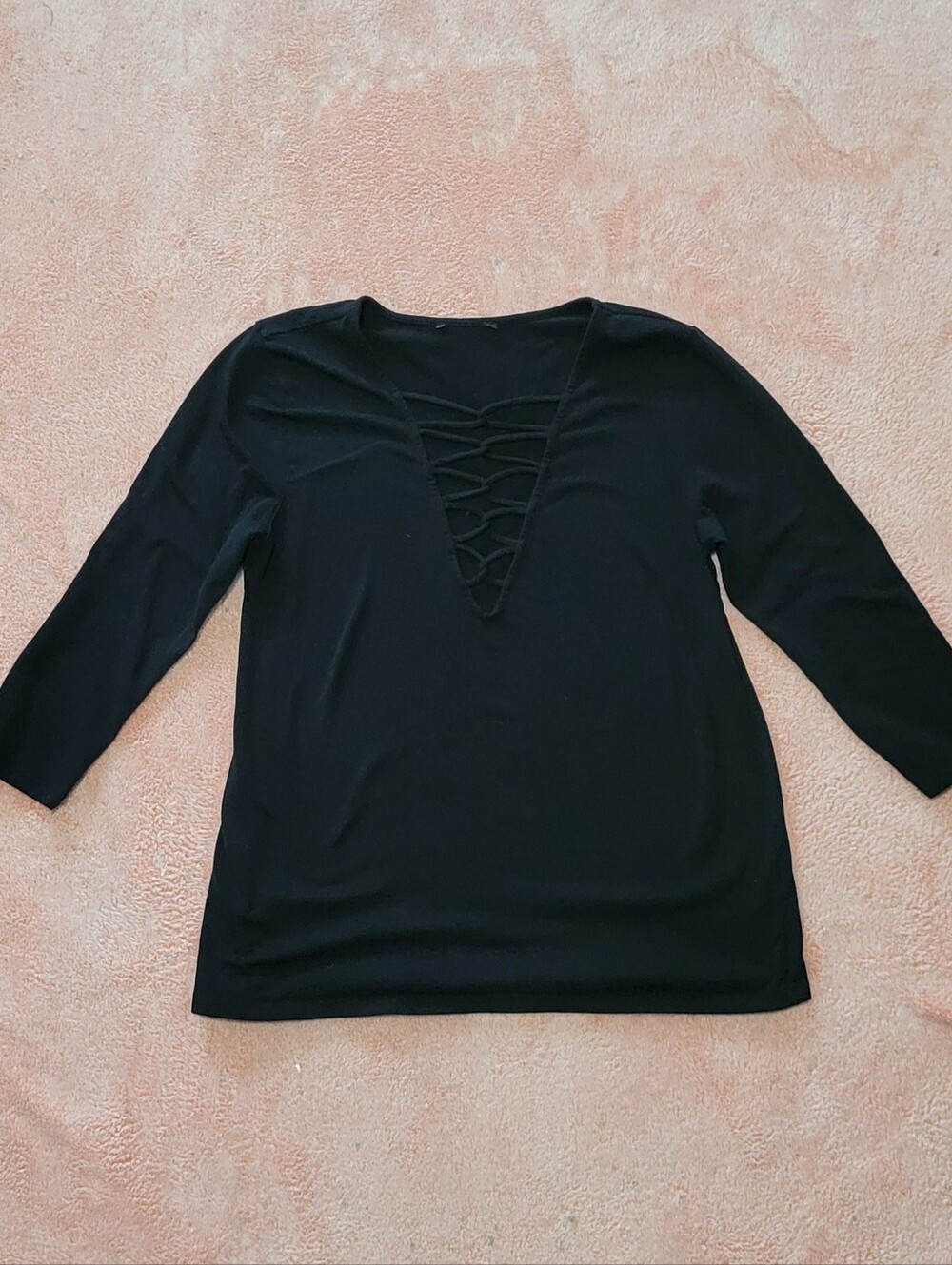 Laced-front Black Tee